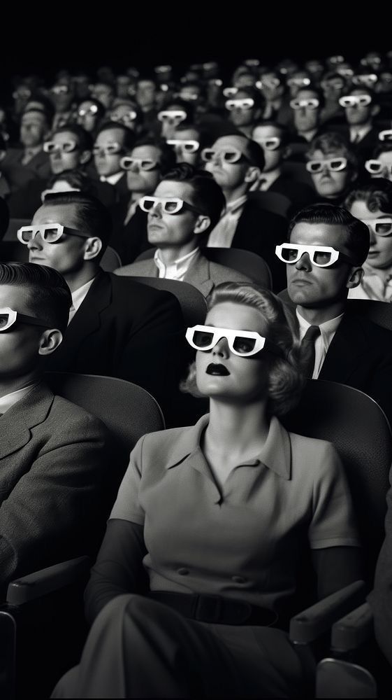 A cinema audience watching through 3D glasses